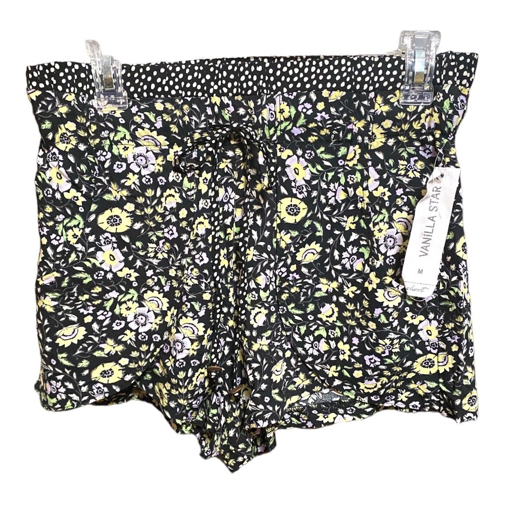 Vanilla Star Floral Polka Dot Flyaway Shorts M
